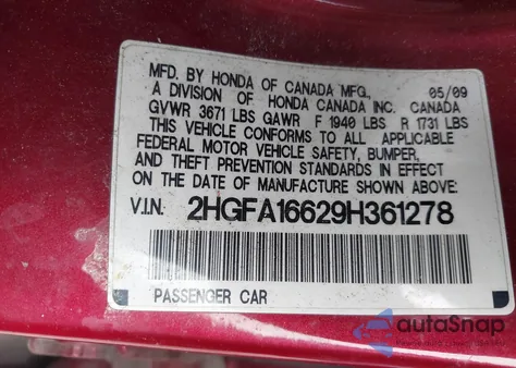 2009 Honda Civic Lx-S z USA, uszkodzony, nr VIN 2HGFA16629H361278